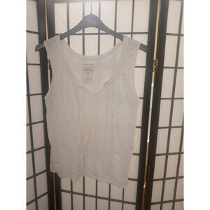 Merona Tank Top White Size Large Sleeveless Split Neck Plain Cotton Pullover